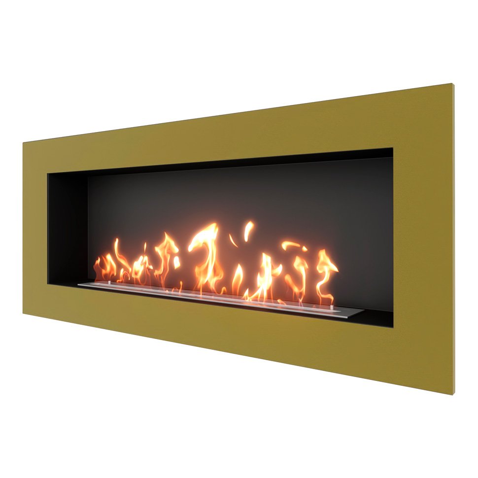 Биокамин встраиваемый SteelHeat GRAND 1500 с рамкой цвет латунь Биокамин встраиваемый SteelHeat GRAND 1500 с рамкой цвет латунь