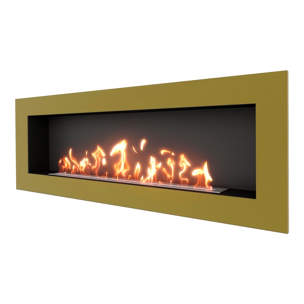 Биокамин встраиваемый SteelHeat GRAND 1800 с рамкой цвет латунь Биокамин встраиваемый SteelHeat GRAND 1800 с рамкой цвет латунь