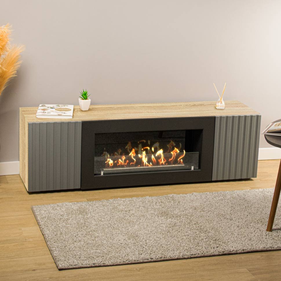 Тумба под ТВ с биокамином SteelHeat LIVORNO IMPULSE 140 см (корпус дуб Сонома / фасады Гротто Гранит) Тумба под ТВ с биокамином SteelHeat LIVORNO IMPULSE 140 см (корпус дуб Сонома / фасады Гротто Гранит)