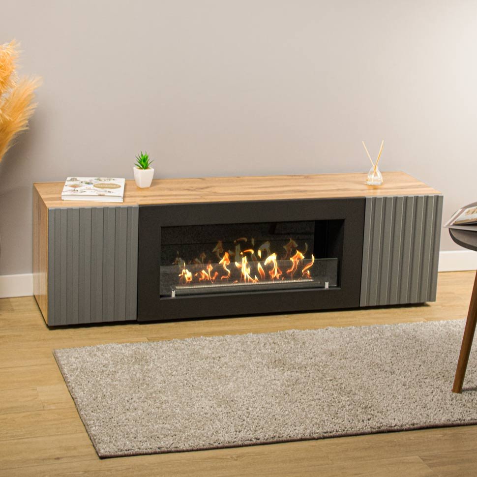 Тумба под ТВ с биокамином SteelHeat LIVORNO IMPULSE 140 см (корпус дуб Вотан / фасады Гротто Гранит) Тумба под ТВ с биокамином SteelHeat LIVORNO IMPULSE 140 см (корпус дуб Вотан / фасады Гротто Гранит)
