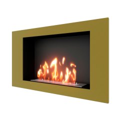 Биокамин встраиваемый SteelHeat LONG 900 с рамкой цвет латунь