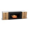 Тумба под ТВ с биокамином SteelHeat IMOLA 140 см (корпус белый / фасады дуб Вотан) фото 1