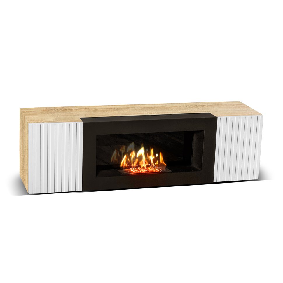 Тумба под ТВ с биокамином SteelHeat IMOLA IMPULSE 140 см (корпус дуб Сонома / фасады белые) Тумба под ТВ с биокамином SteelHeat IMOLA IMPULSE 140 см (корпус дуб Сонома / фасады белые)