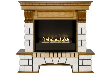 Биокамин в портале Firezo Pierre Luxe Белый Дуб, стандарт
