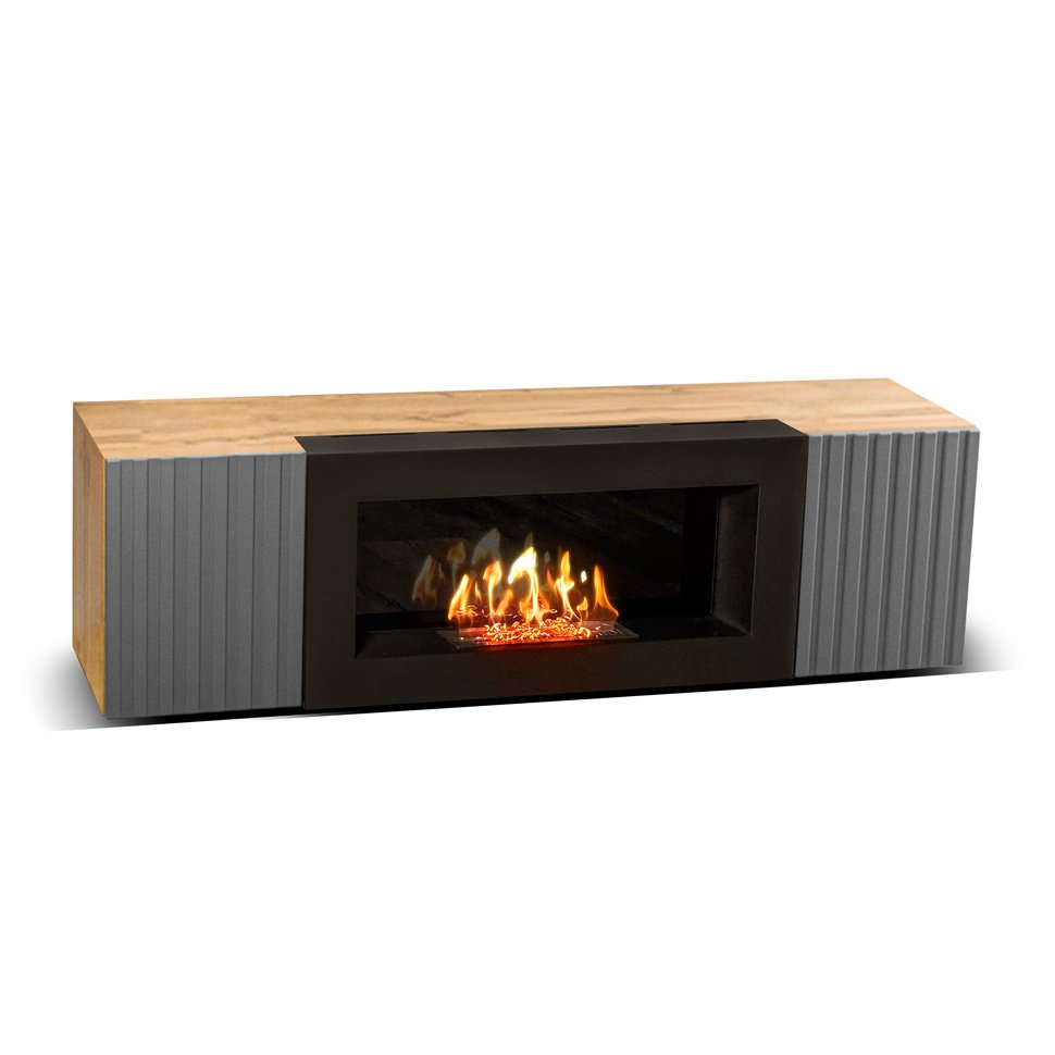 Тумба под ТВ с биокамином SteelHeat IMOLA IMPULSE 140 см (корпус дуб Вотан / фасады дуб Гротто Гранит) Тумба под ТВ с биокамином SteelHeat IMOLA IMPULSE 140 см (корпус дуб Вотан / фасады дуб Гротто Гранит)