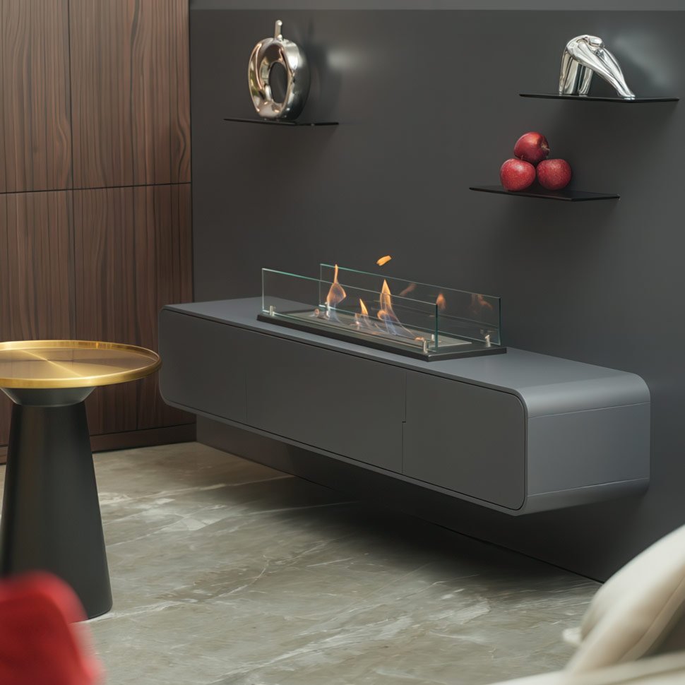 Биокамин встраиваемый в тумбу Steelheat Stand 700 белый