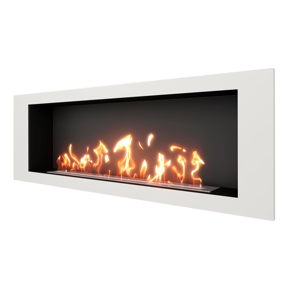 Биокамин встраиваемый SteelHeat LONG 1500 с рамкой цвет белый Биокамин встраиваемый SteelHeat LONG 1500 с рамкой цвет белый